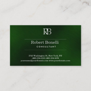 Plain Modern Green Monogram Business Card