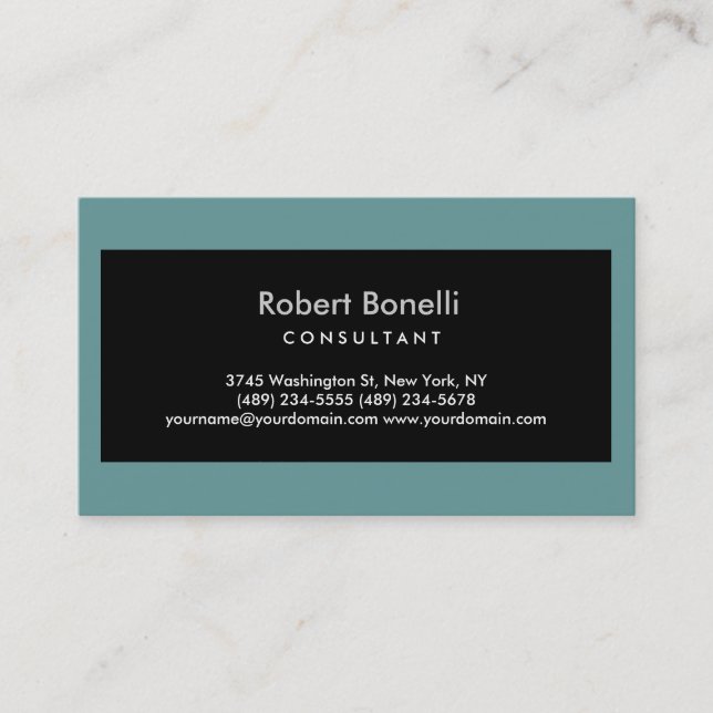 Plain Modern Grey Blue Consultant Business Card (Front)