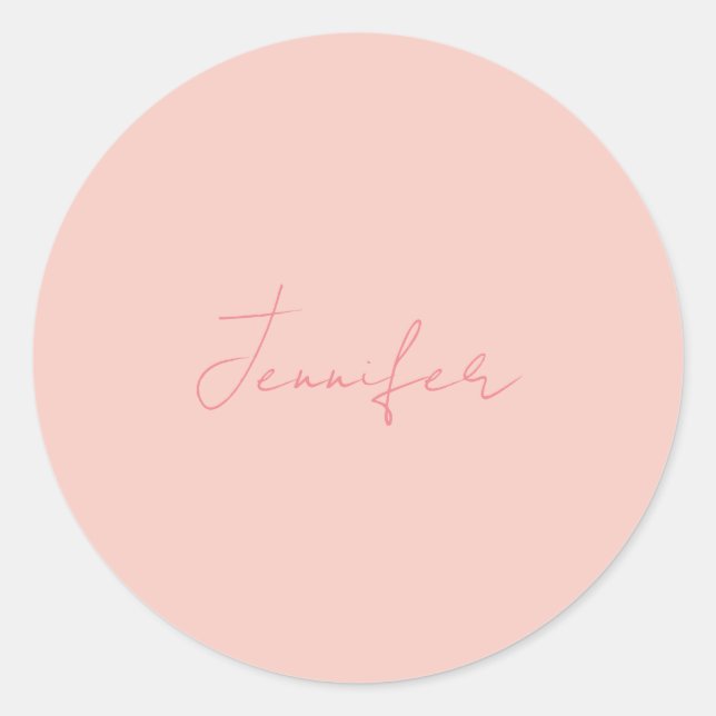 Plain Modern Handwriting Your Name Classic Round Sticker (Front)