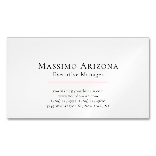 Plain Modern Minimalist  Magnetic Business Card (Front)