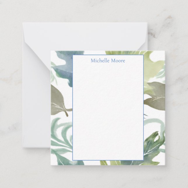 Plain Modern Minimalist Name Floral Card (Front)