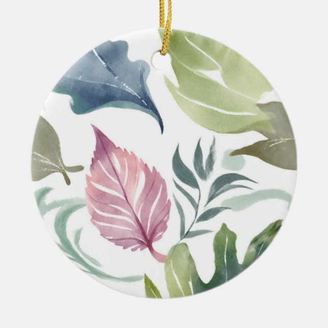 Plain Modern Minimalist Name Floral Ceramic Tree Decoration (Front)