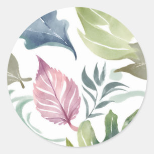 Plain Modern Minimalist Name Floral Classic Round Sticker