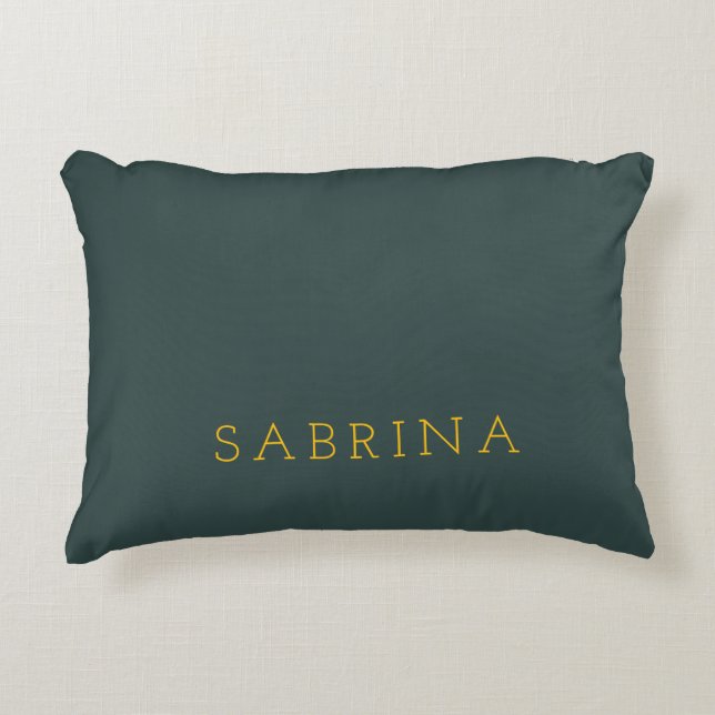 Plain Modern Minimalist Own Name Dusty Green Decorative Cushion (Front)