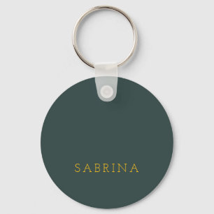 Plain Modern Minimalist Own Name Dusty Green Key Ring
