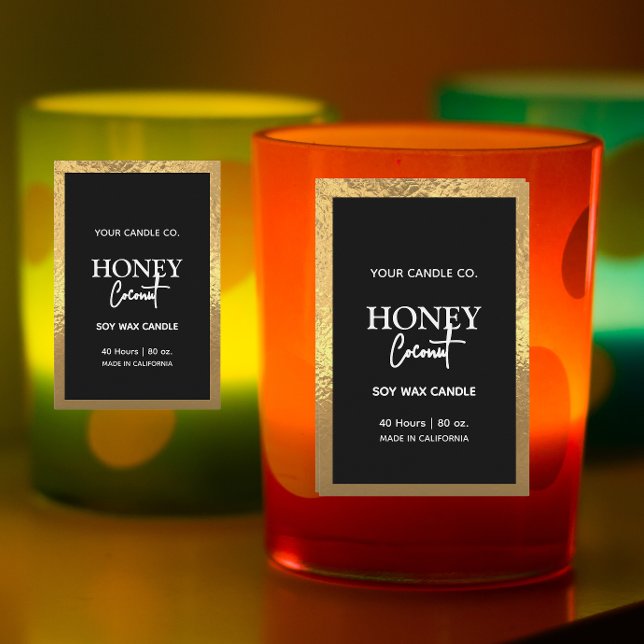 Plain modern minimalist style Foil border Candle Food Label (Creator Uploaded)