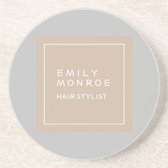 Plain Modern Minimalist Your Name Pastel Colour Coaster (Front)