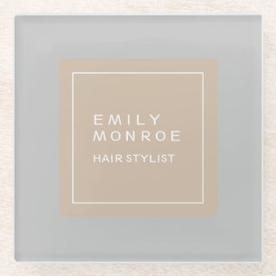 Plain Modern Minimalist Your Name Pastel Colour Glass Coaster