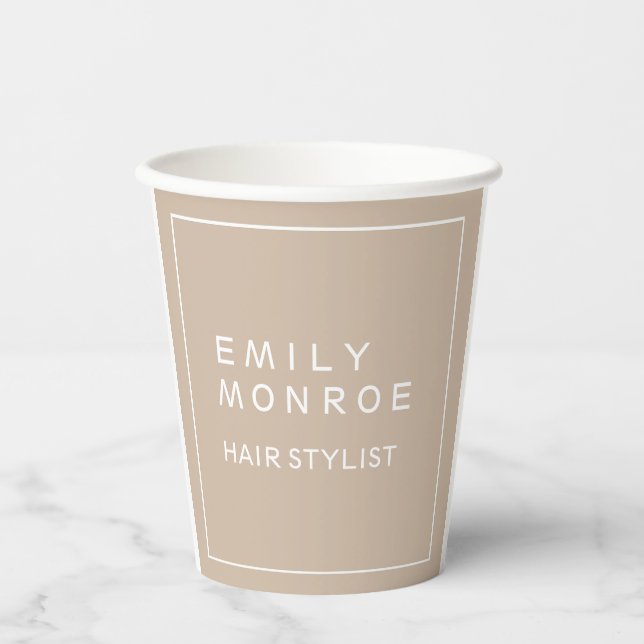 Plain Modern Minimalist Your Name Pastel Colour Paper Cups (Front)