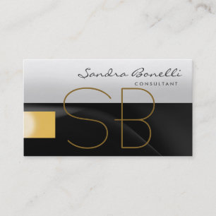 Plain Modern Monogram Consultant Business Card