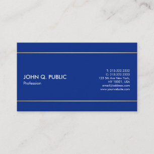 Plain Modern Professional Elegant Blue Design Business Card