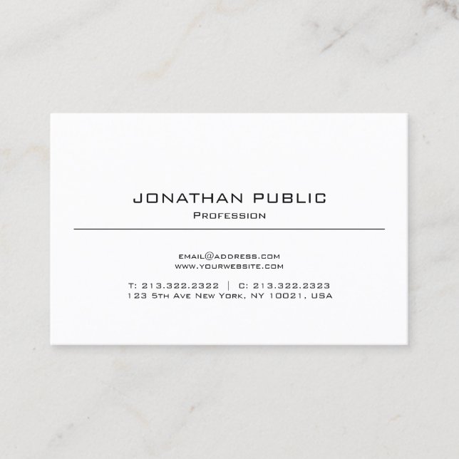 Plain Modern Simple Design Elegant Professional Business Card (Front)