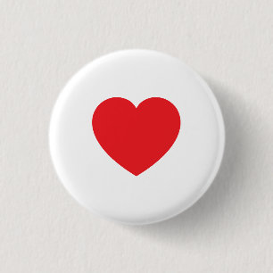 Plain Modern White Red Love Heart Graphic 3 Cm Round Badge