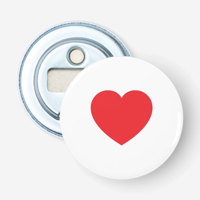 Plain Modern White Red Love Heart Graphic Bottle Opener (Front)