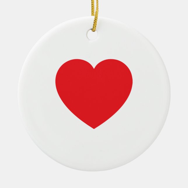 Plain Modern White Red Love Heart Graphic Ceramic Tree Decoration (Front)