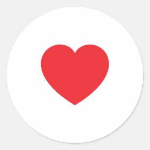 Plain Modern White Red Love Heart Graphic Classic Round Sticker