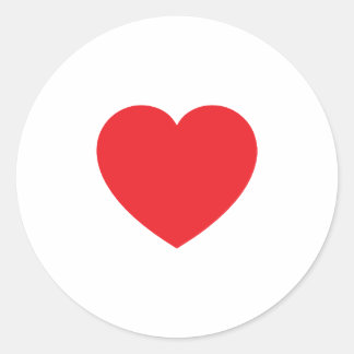 Plain Modern White Red Love Heart Graphic Classic Round Sticker