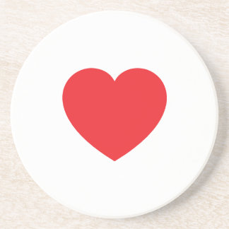 Plain Modern White Red Love Heart Graphic Coaster