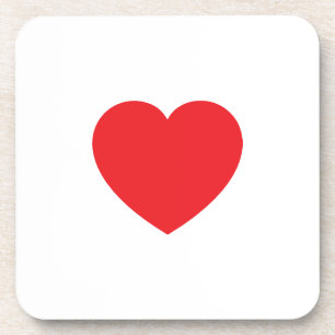 Plain Modern White Red Love Heart Graphic Coaster
