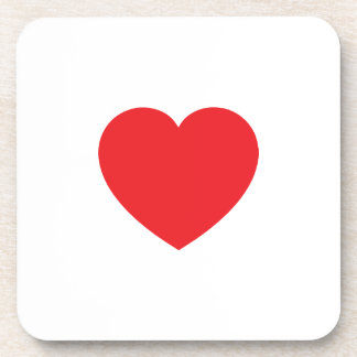 Plain Modern White Red Love Heart Graphic Coaster