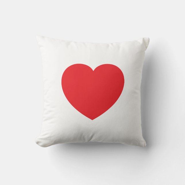 Plain Modern White Red Love Heart Graphic Cushion (Front)