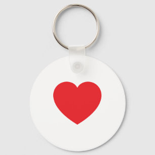 Plain Modern White Red Love Heart Graphic Key Ring
