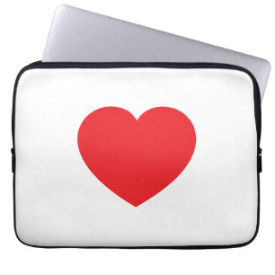 Plain Modern White Red Love Heart Graphic Laptop Sleeve