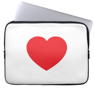 Plain Modern White Red Love Heart Graphic Laptop Sleeve