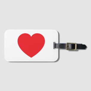 Plain Modern White Red Love Heart Graphic Luggage Tag
