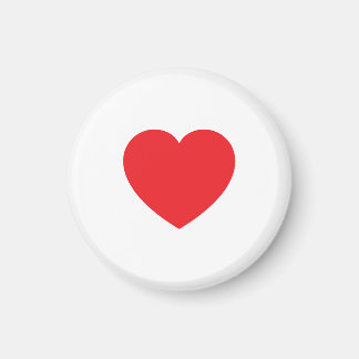 Plain Modern White Red Love Heart Graphic Magnet