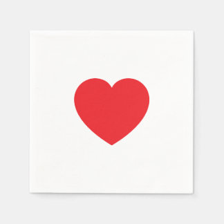 Plain Modern White Red Love Heart Graphic Napkin