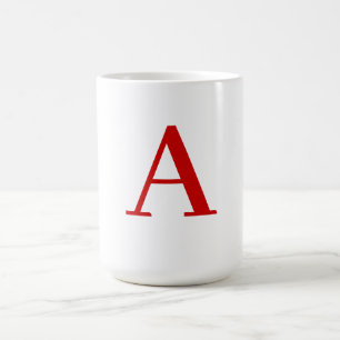 Plain Modern White Red Monogram Initial Letter Coffee Mug