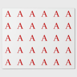 Plain Modern White Red Monogram Initial Letter Wrapping Paper