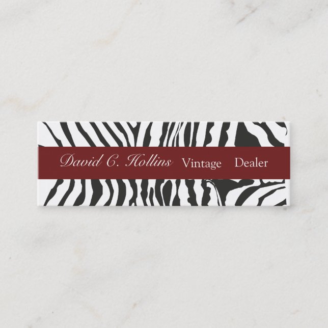 Plain Modern Zebra Mini Business Card (Front)