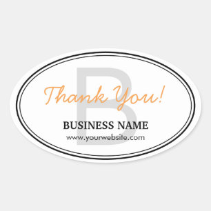 Plain Monogram Business Thank You Oval Stickers