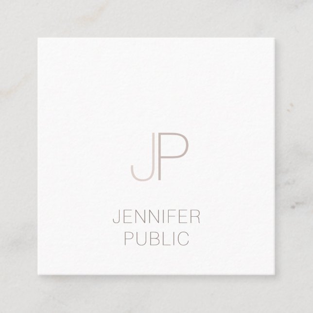 Plain Monogram Elegant Modern Professional Design Square Business Card (Front)