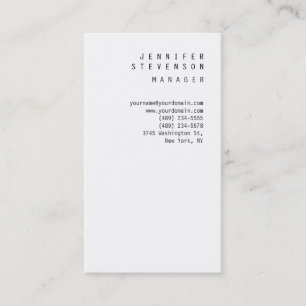 Plain Monogram White Clean Manager Business Card