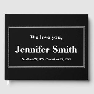 Plain & Mournful Memorial Guest Book