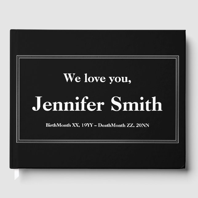 Plain & Mournful Memorial Guest Book (Front)