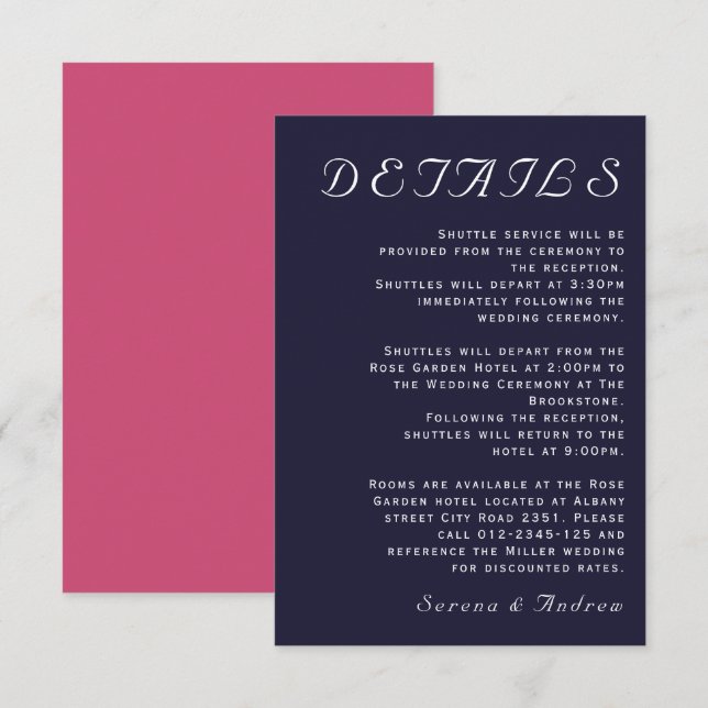 Plain Navy Ultra Modern Chic Solid Enclosure Card (Front/Back)