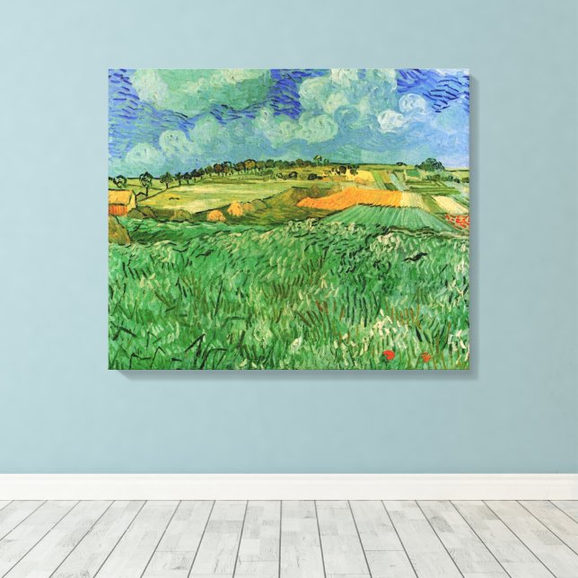 Plain Near Auvers by Vincent van Gogh Canvas Print (Insitu(Wood Floor))