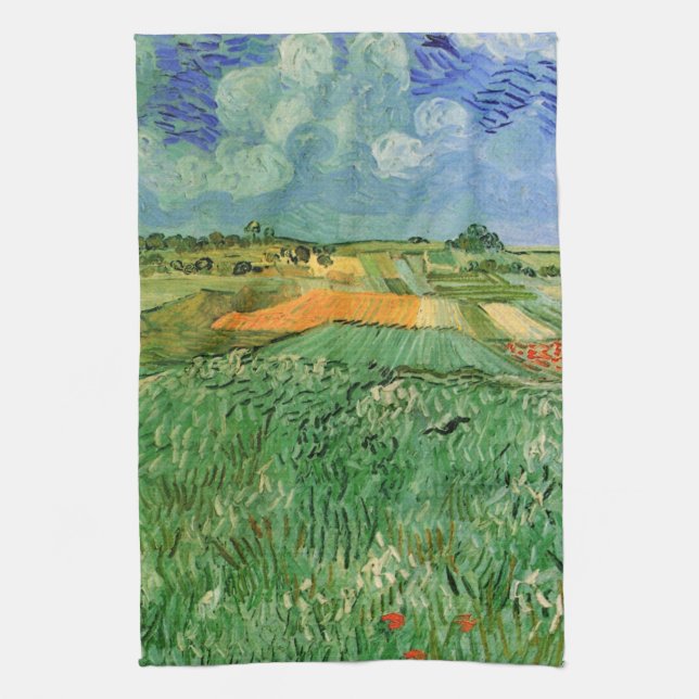 Plain Near Auvers by Vincent van Gogh Tea Towel (Vertical)