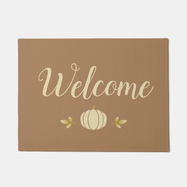 plain neutral pumpkin welcome doormat (Front)