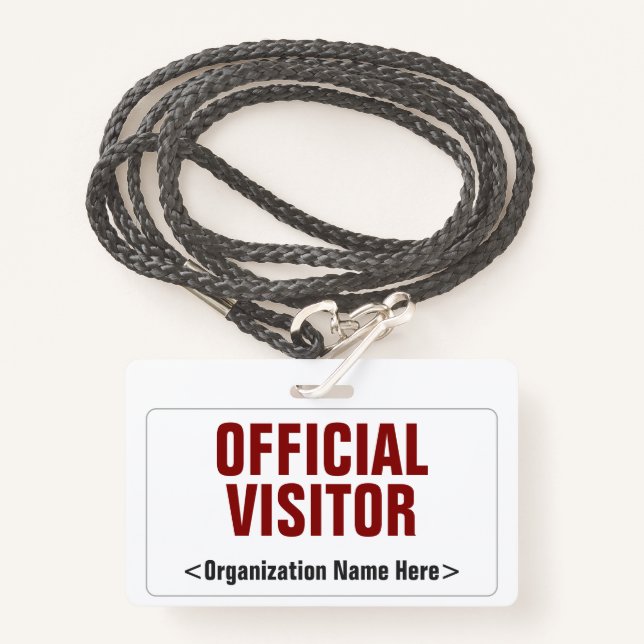 Plain "OFFICIAL VISITOR" Badge ID Badge (Front with Lanyard)