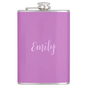 Plain Orchid & Lilac Modern Minimalist Hip Flask