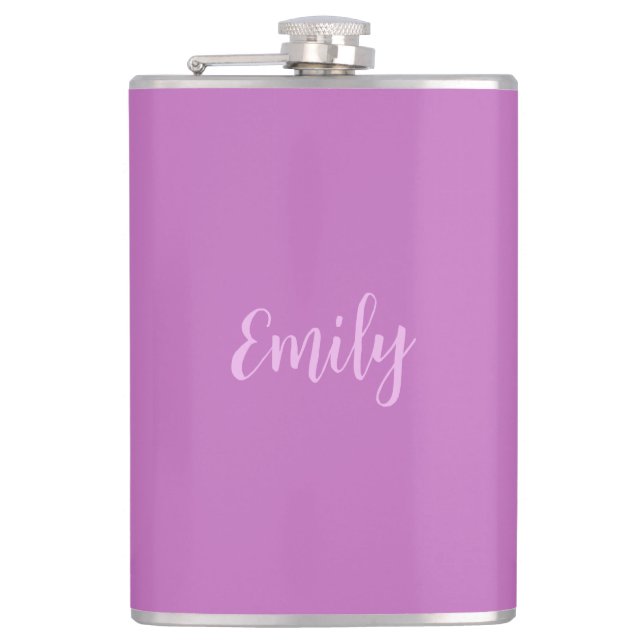 Plain Orchid & Lilac Modern Minimalist Hip Flask (Front)