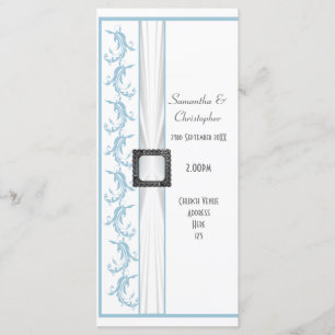 Plain pastel blue and white church wedding program programme