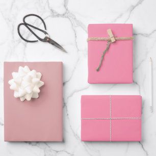 Plain Pastel Flamingo Schauss Pink Shades 3 Tones Wrapping Paper Sheet
