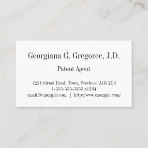 Plain Patent Agent Business Card