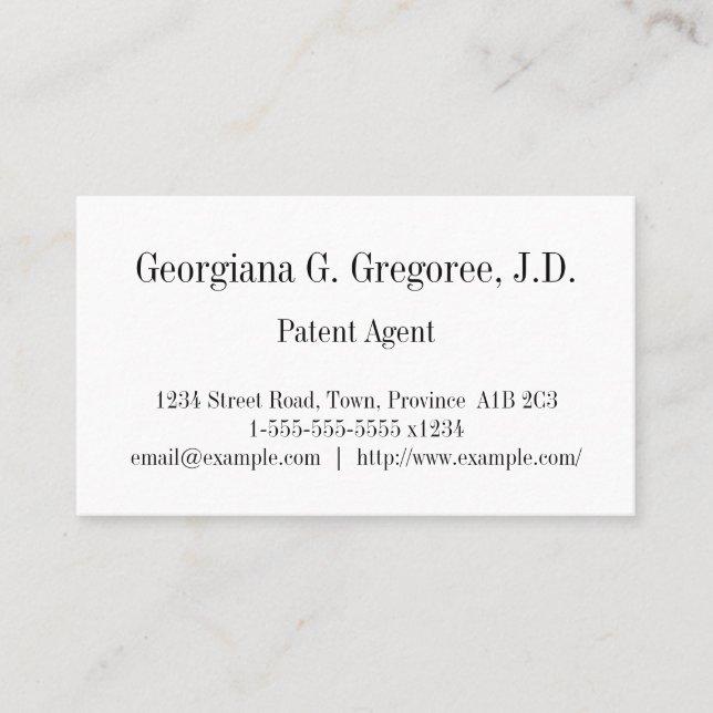 Plain Patent Agent Business Card (Front)